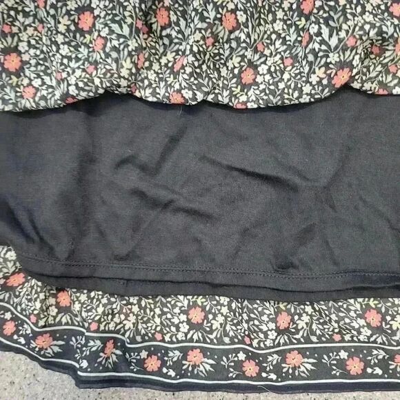 Max Studio Women's Black Floral Poly Chiffon Lined Gathered Waist Skirt NEW - Picture 8 of 10